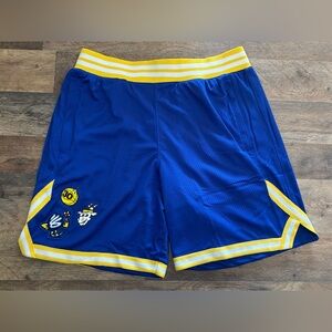 Under Armour Steph Curry Mesh Shorts L Mens Blue Yellow #30 Goat Golden State